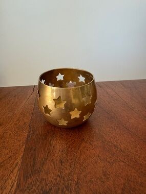 Vintage brass star cutout votive candle